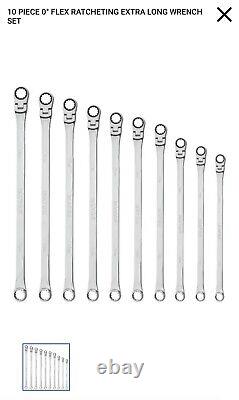 10 PIECE FLEX RATCHETING EXTRA LONG WRENCH SET SRFBZLM102TA METRIC 10mm-19mm