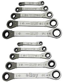 10 Pc SAE/MM Craftsman USA Box-End Offset Ratcheting Wrench Set 43375+43376