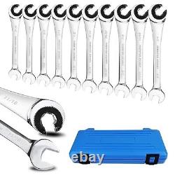 10 pcs SAE Ratcheting Wrench Combination Wrench Set 10 Pcs/Set with 72 Teeth