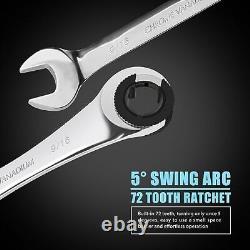 10 pcs SAE Ratcheting Wrench Combination Wrench Set 10 Pcs/Set with 72 Teeth