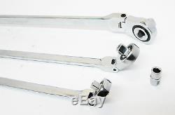 10pc Extra Long Double Flexible Head Ratchet Wrench / Spanner Set Bergen 1897