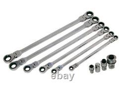 10pce Extra Long Reach Ratchet Spanner Set Double Ended Flexi Head Pro CT3037