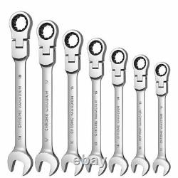 10pcs Ratcheting Flexible Head Keys Combination Wrench Spanners Tool Set 6-18mm