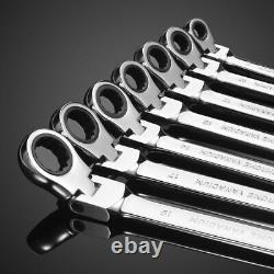 10pcs Ratcheting Flexible Head Keys Combination Wrench Spanners Tool Set 6-18mm