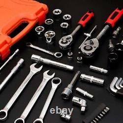 121PCS 1/4 & 3/8 & 1/2 Socket Ratchet Spanner Wrench Set Repair Tool Kit