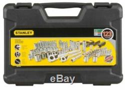 123 Piece Socket Ratchet Tools Set Metric 1/4 3/8 Drive SAE Repair Stanley