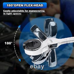 12PCS 8-19mm Metric Open Flex-Head Ratcheting Wrench Metric Spanner with 72 Teeth