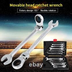 12Pc 8-19mm Flexible Head Ratcheting Wrench Spanner Combo Tool Set withCase