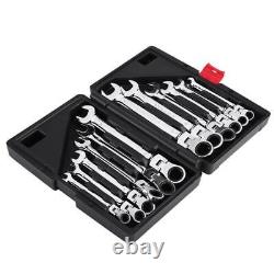 12Pc 8-19mm Flexible Head Ratcheting Wrench Spanner Combo Tool Set withCase