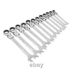 12Pcs Flex Head Ratcheting Wrench Metric Ratchet Spanner Set CRV 819mm with Del