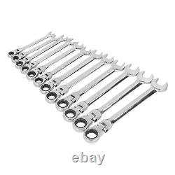 12Pcs Flex Head Ratcheting Wrench Metric Ratchet Spanner Set CRV 819mm with Del