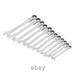 12Pcs Flex Head Ratcheting Wrench Metric Ratchet Spanner Set CRV 819mm with Del