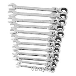 12Pcs Flex Head Ratcheting Wrench Metric Ratchet Spanner Set CRV 819mm with Del