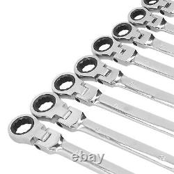 12Pcs Flex Head Ratcheting Wrench Metric Ratchet Spanner Set CRV 819mm with Del