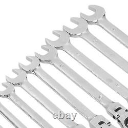 12Pcs Flex Head Ratcheting Wrench Metric Ratchet Spanner Set CRV 819mm with Del