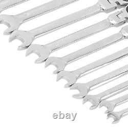 12Pcs Flex Head Ratcheting Wrench Metric Ratchet Spanner Set CRV 819mm with Del