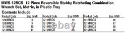 12 Piece Metric Stubby Reversible Ratcheting Combination Wrench, 12 Pt, Williams