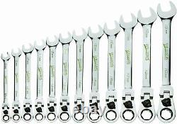 12 Piece Reversible Flex Head Ratcheting Combination Wrench Set, Metric, 12 Point