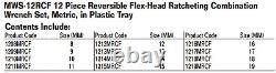 12 Piece Reversible Flex Head Ratcheting Combination Wrench Set, Metric, 12 Point