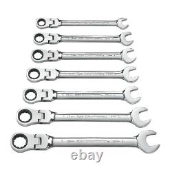 12-Point 72-Tooth Metric Flex Head Ratcheting Combination Wrench Set (7-Piece)