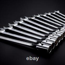 12-Point Flex Head Socket Wrench Metric Open End Spanner Hand Repair Tool