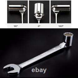 12-Point Flex Head Socket Wrench Metric Open End Spanner Hand Repair Tool
