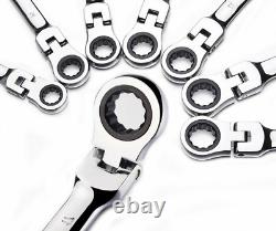 12pc 8-19mm Metric Flexible Head Ratcheting Wrench Combination Spanner Tool Set