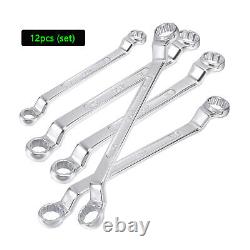 12pcs 12 Point Offset Double Box Open End Wrench Set Metric CRV Repair Hand Tool