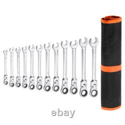 12pcs Flexible Ratchet Combination Wrench Set 8-19mm Metric Cr-V Steel 72-Teeth