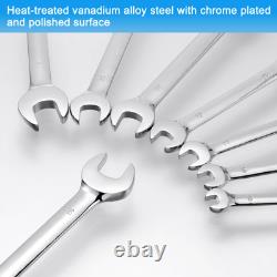 12pcs Flexible Ratchet Combination Wrench Set 8-19mm Metric Cr-V Steel 72-Teeth