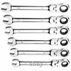 12pcs Ratcheting Wrench Set Spanner Tool Combination 8-19mm Metric Flexible Head