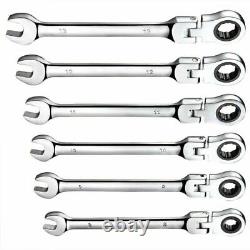 12pcs Ratcheting Wrench Set Spanner Tool Combination 8-19mm Metric Flexible Head