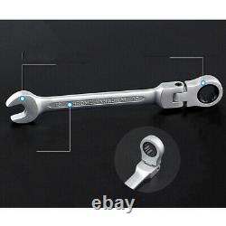 12pcs/set 8-19mm Metric Flexible Head Ratcheting Wrench Combination Spanner Tool