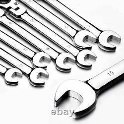 12x Ratcheting Wrench Set Spanner Tool Combination 8-19mm Metric Flexible Head K