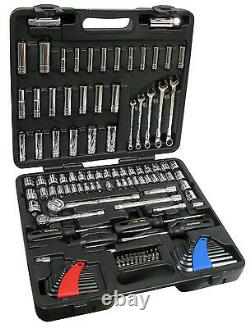 130pc Mechanic Mixed Tool Set, Wrenches, Sockets, Ratchets, Driver 1/4, 3/8 Dr