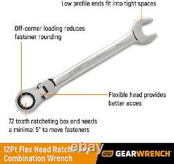 13 Pc. 12 Pt. Flex Head Ratcheting Combination Wrench Set, SAE 9702D