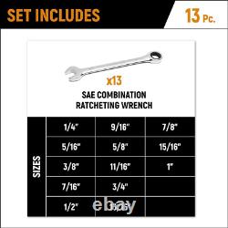 13 Pc. 12 Pt. Ratcheting Combination Wrench Set, SAE 9312