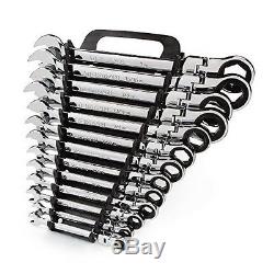13-Pc. Flex-Head Ratcheting Comb. Wrench Set 1/4-1 In. New