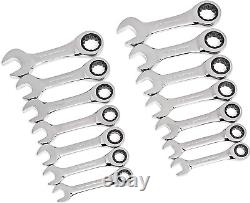 14 Pc. 12 Point Stubby Ratcheting Sae/Metric Combination Wrench Set 85206