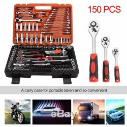 150 Pieces Mechanics Hand Tools Socket And Ratchet Spanner Wrench Tools Set Box