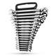 16pc Mm/metric Reversible Ratcheting Combination Wrench Set With Lock-in Rack