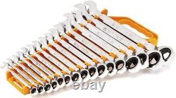 16 Pc. 12 Pt. Reversible Ratcheting Combination Wrench Set, Metric