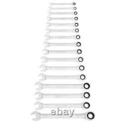 16 Piece 72 Tooth 12pt Standard Metric Combination Ratcheting Wrench Tool Set