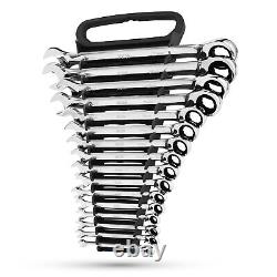 16pc MM/Metric Reversible Ratcheting Combination Wrench Set With Lock-In Rack