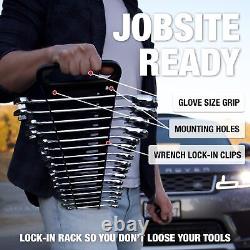 16pc MM/Metric Reversible Ratcheting Combination Wrench Set With Lock-In Rack