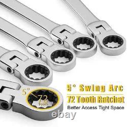 16pcs Ratcheting Combination Wrench Set, 6-23mm Metric Flex Head Wrench withbag