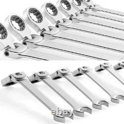 16pcs Ratcheting Combination Wrench Set, 6-23mm Metric Flex Head Wrench withbag