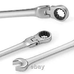 16pcs Ratcheting Combination Wrench Set, 6-23mm Metric Flex Head Wrench withbag