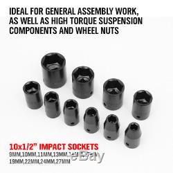 18PC 1/2 Drive HighTorque Impact Wrench Gun Ratchet Kit Air Tool Set Socket Set