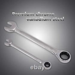 18Pc Metric Ratcheting Wrench Set, 6 Mm 24 Mm with a Roll up Storage Bag